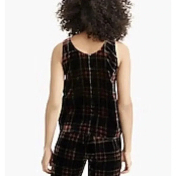 J. Crew JCrew Woman's Festive Stewart Plaid Velvet Tank Top 4 NEW - Picture 2 of 4